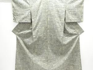 抽象草花模様織り出し西陣お召単衣着物